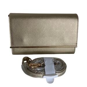 Brand New Vegan Crossbody Phone Case w/ Touchscreen Access - Metallic Gold